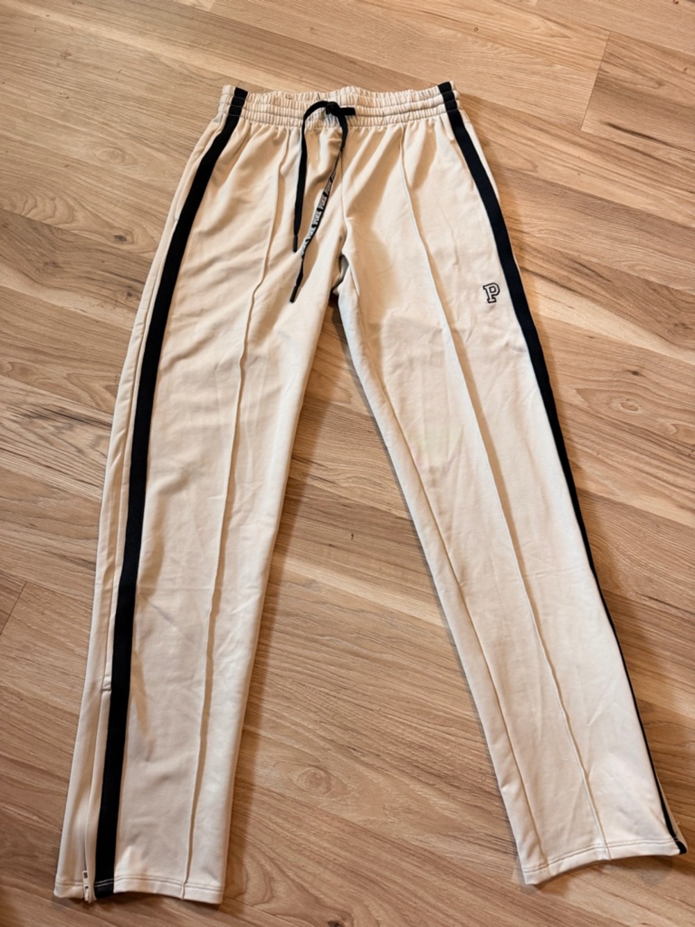 PINK Victoria's Secret Cream Joggers with Black Side Stripes